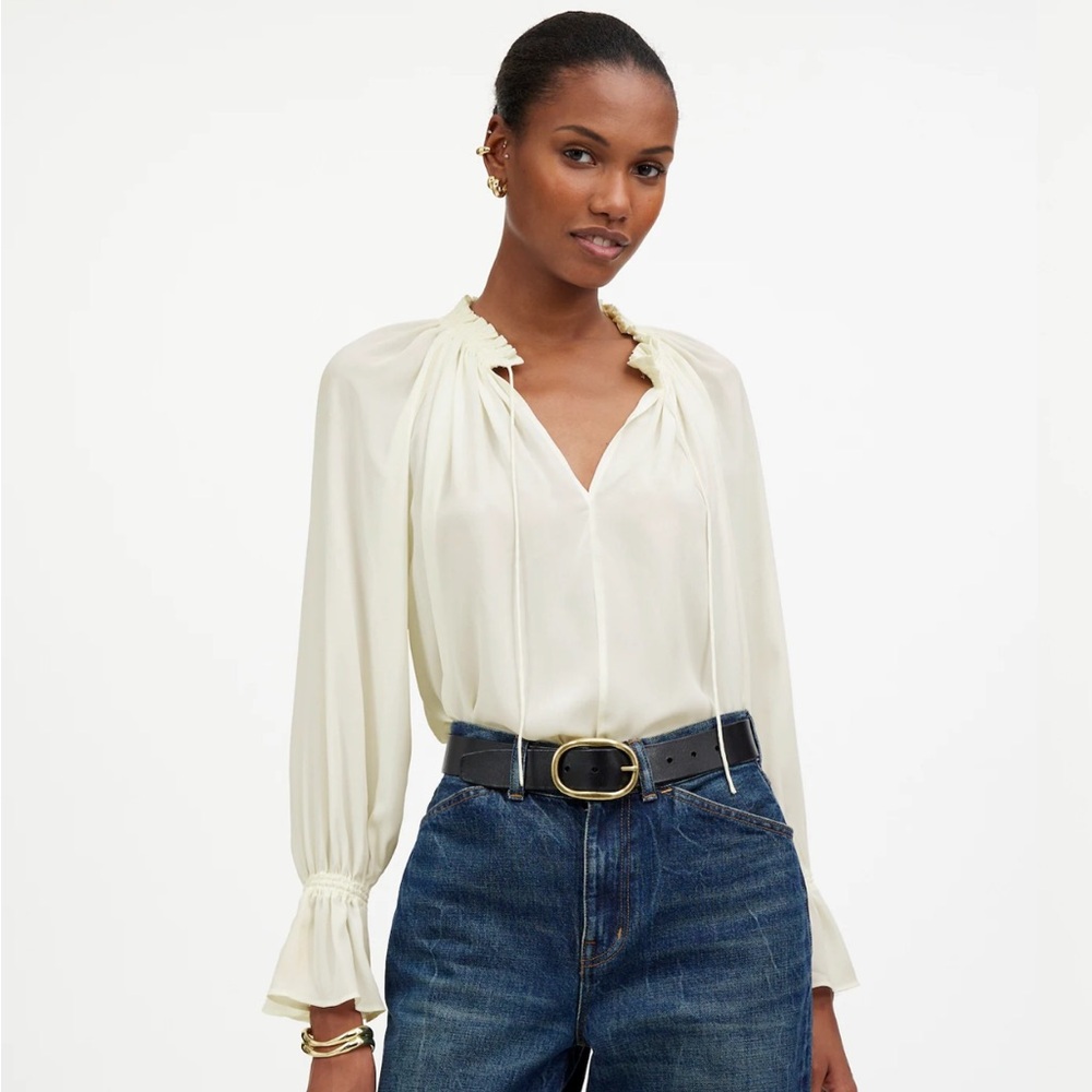 Madewell Long-Sleeve Tie-Neck Top